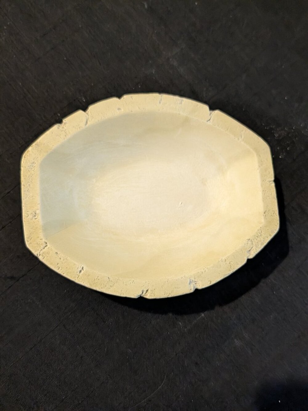 Stone Oval Trinket Dish Cream Textured Catchall Tray Boho Decorative Bowl